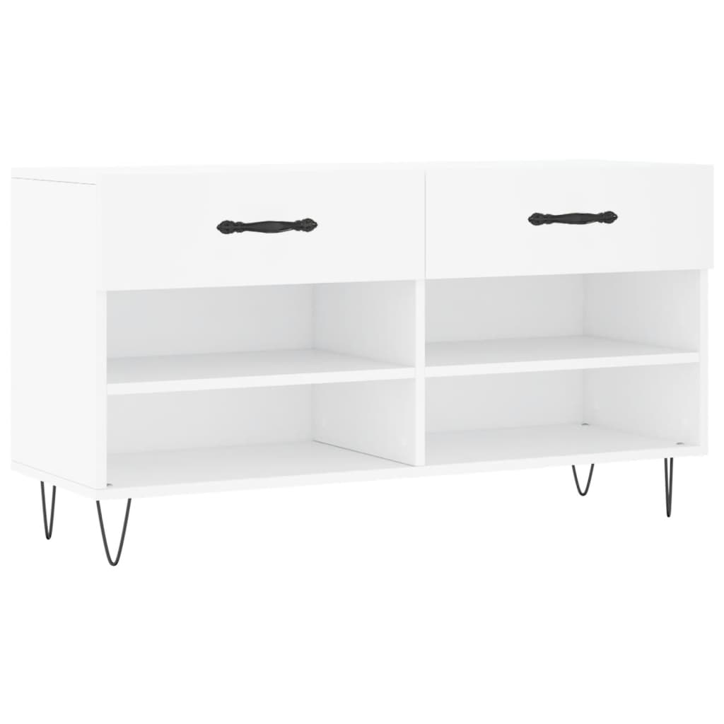 Shoe Bench White 102x35x55 cm Wood Material