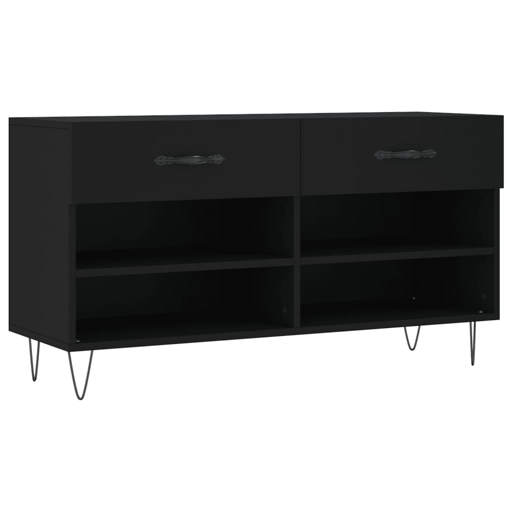 Shoe Bench Black 102x35x55 cm Wood Material