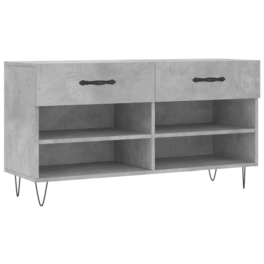 Shoe bench concrete grey 102x35x55 cm wood material