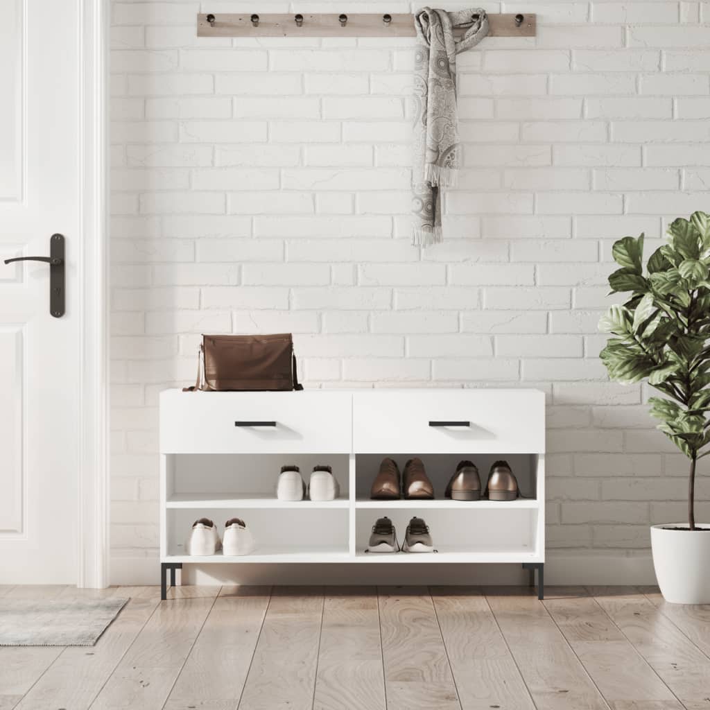 Shoe Bench White 102x35x55 cm Wood Material