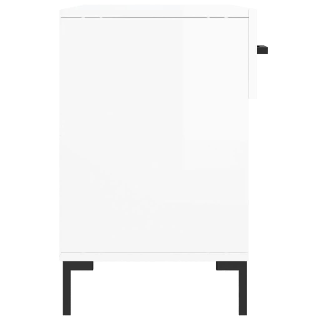 Shoe bench high gloss white 102x35x55 cm wood material
