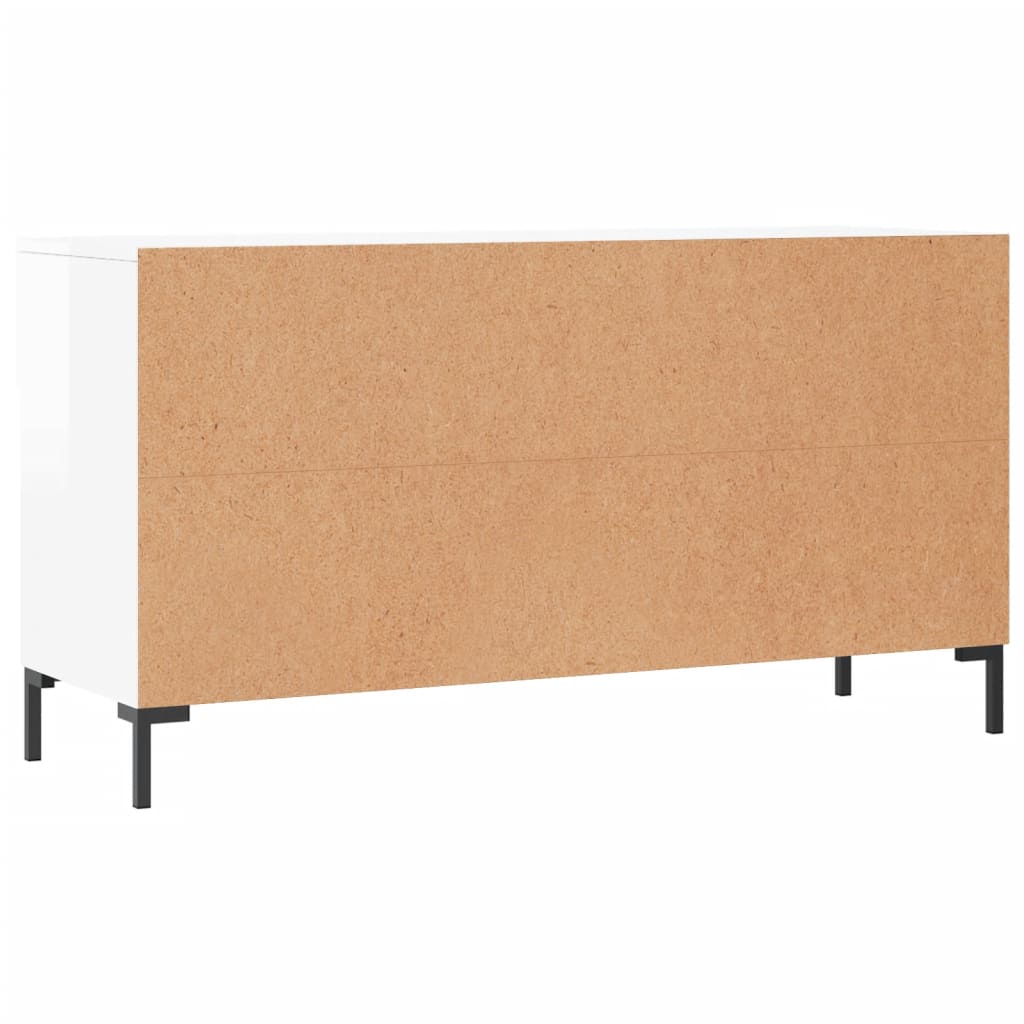 Shoe bench high gloss white 102x35x55 cm wood material