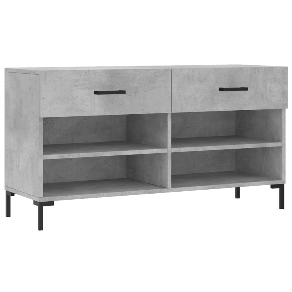 Shoe bench concrete grey 102x35x55 cm wood material