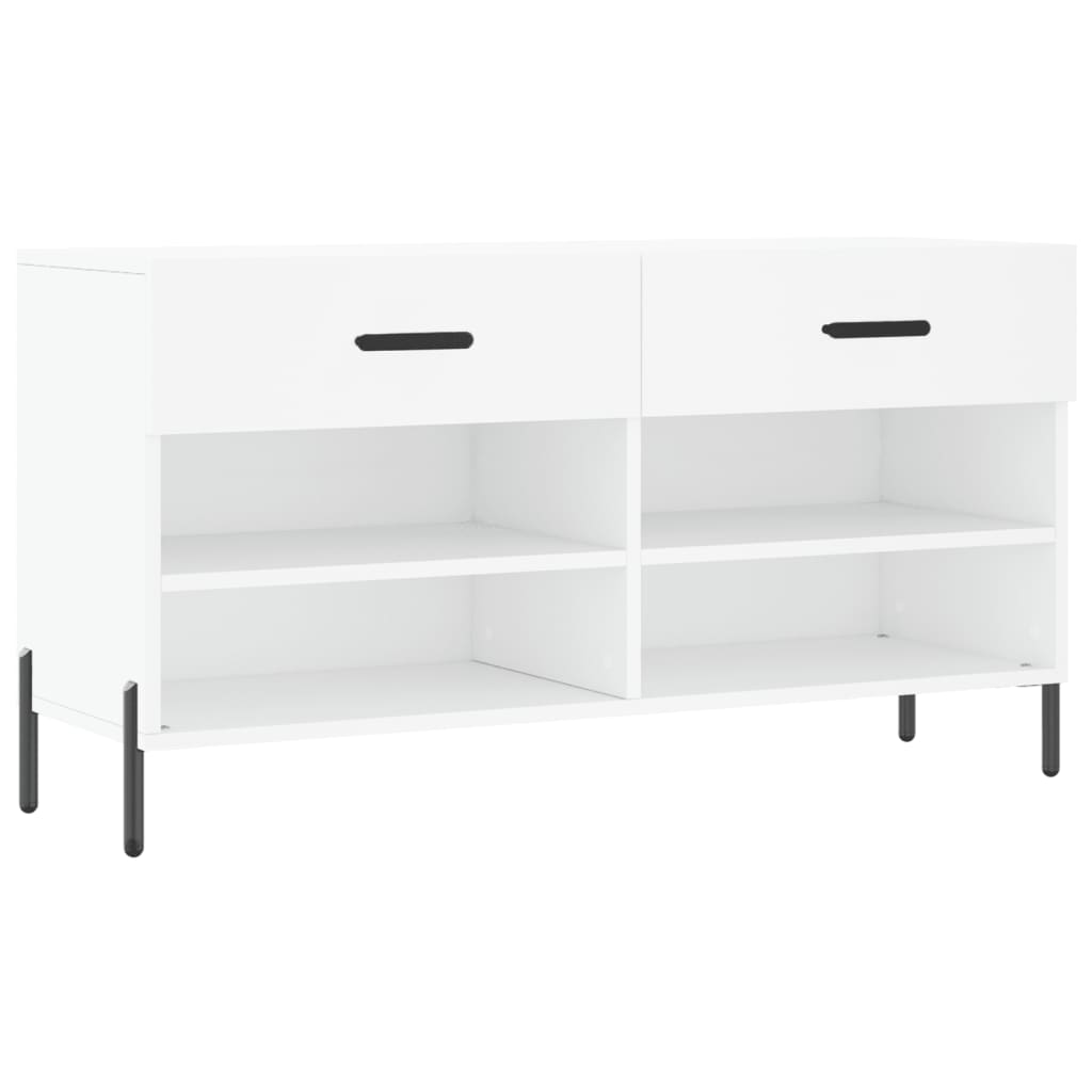 Shoe Bench White 102x35x55 cm Wood Material