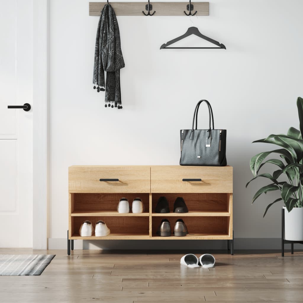 Shoe bench Sonoma oak 102x35x55 cm wood material