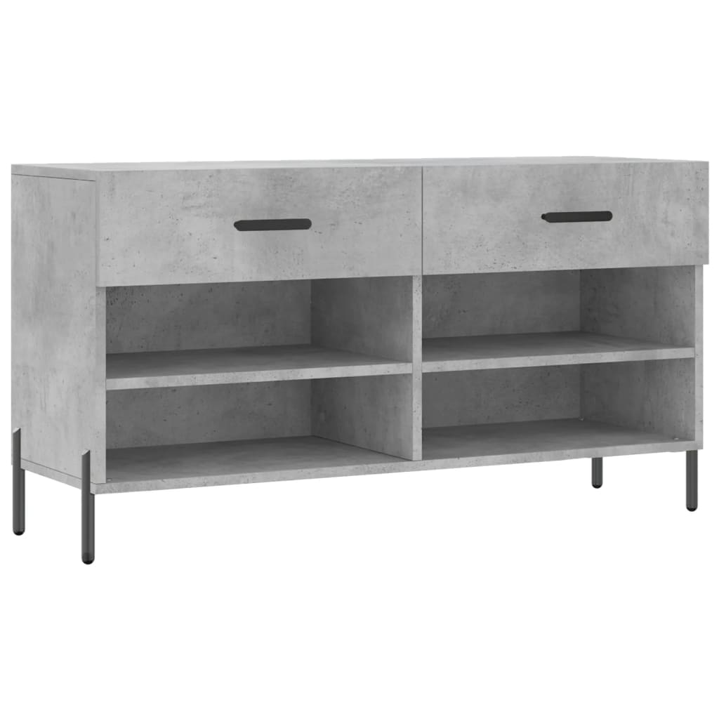 Shoe bench concrete grey 102x35x55 cm wood material