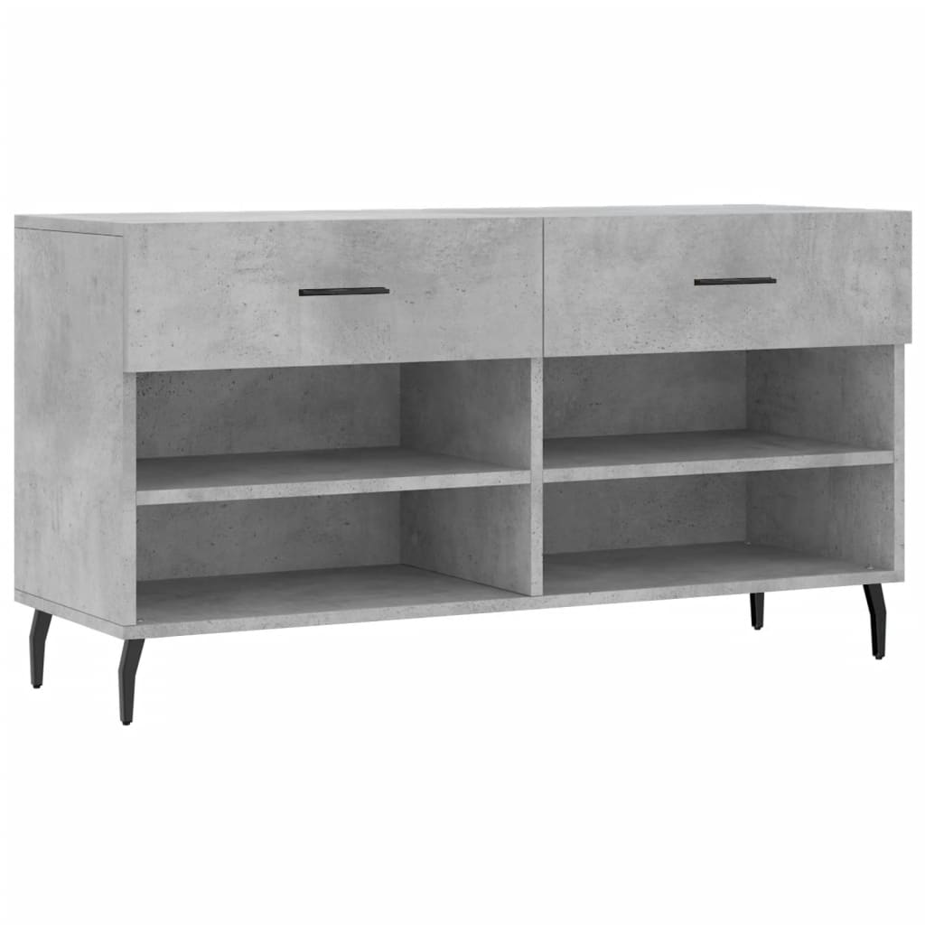 Shoe bench concrete grey 102x35x55 cm wood material