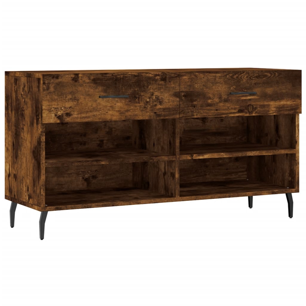 Shoe bench smoked oak 102x35x55 cm wood material