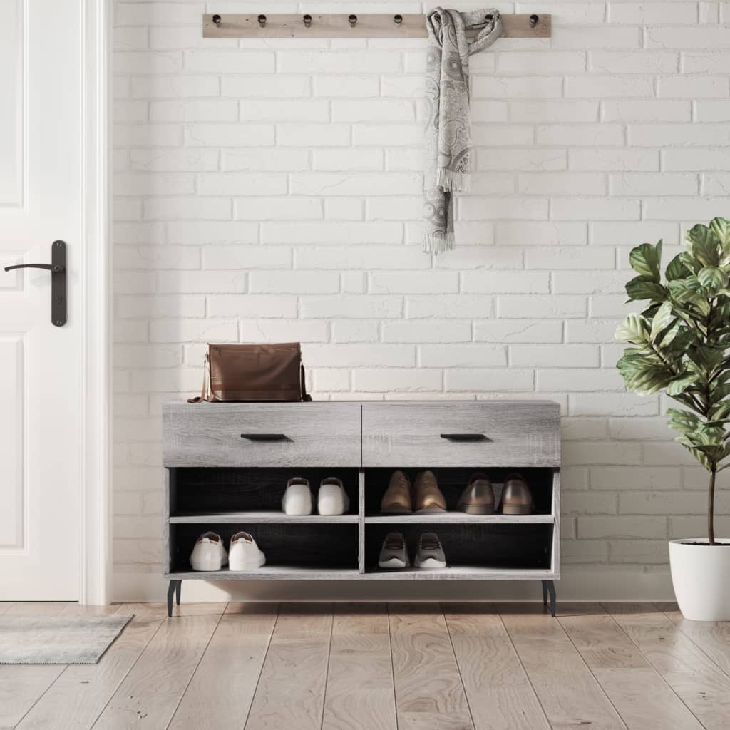 Shoe Bench Grey Sonoma 102x35x55 cm Wood Material