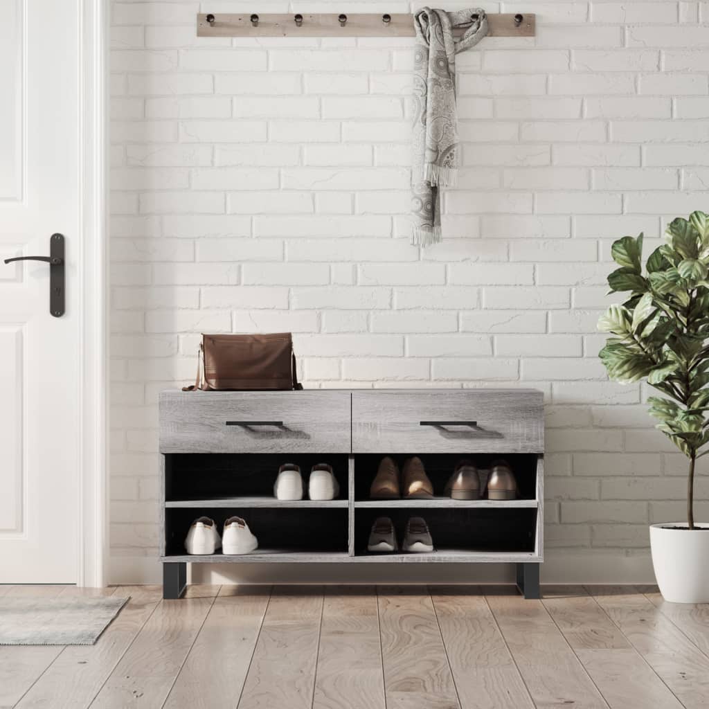 Shoe Bench Grey Sonoma 102x35x55 cm Wood Material