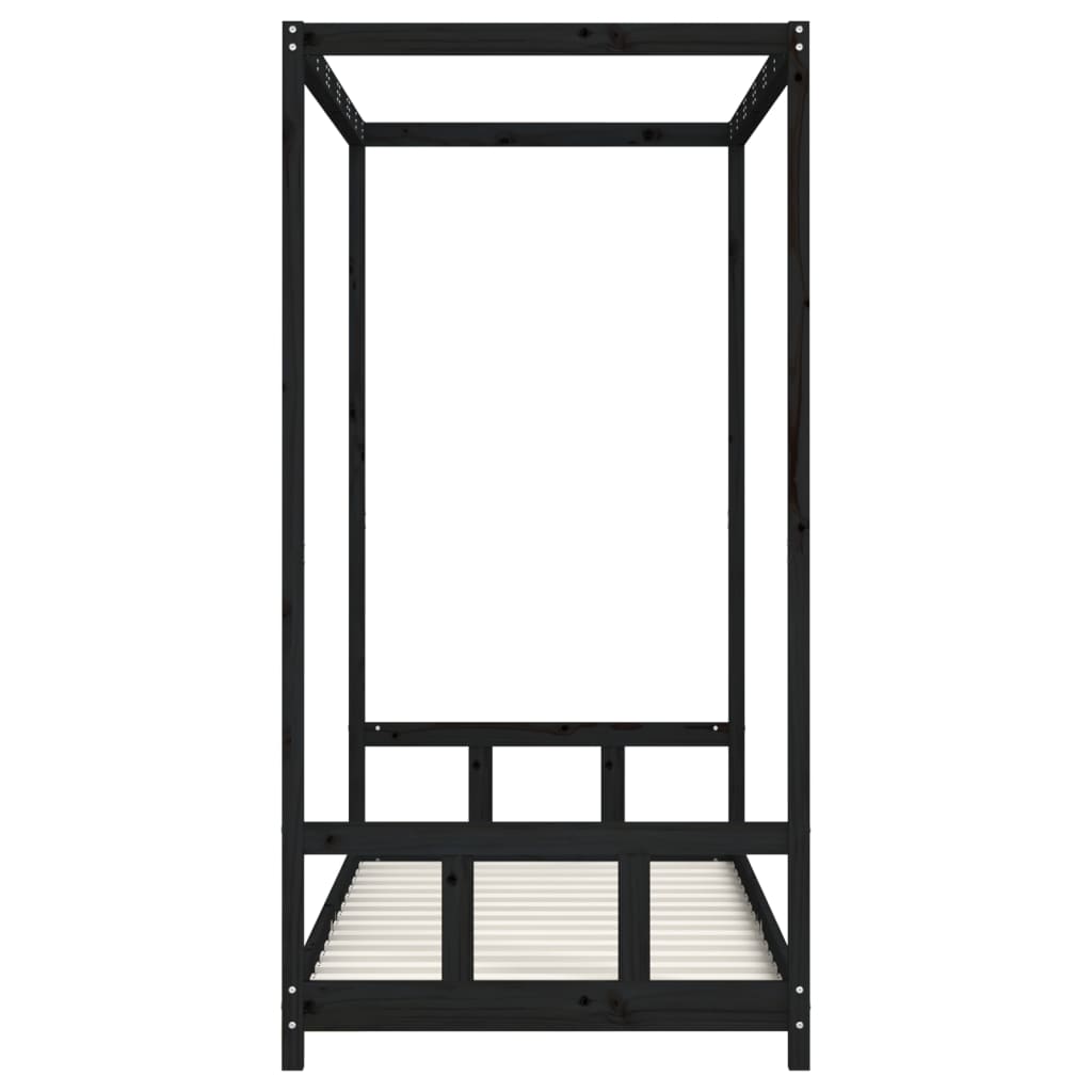 Kinderbett Schwarz 90x190 cm Massivholz Kiefer