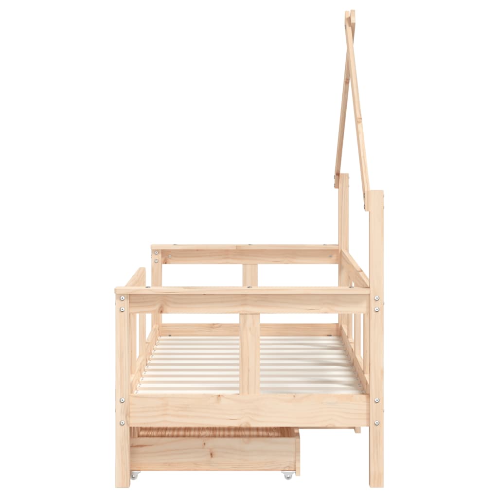 Kinderbett mit Schubladen 70x140 cm Massivholz Kiefer