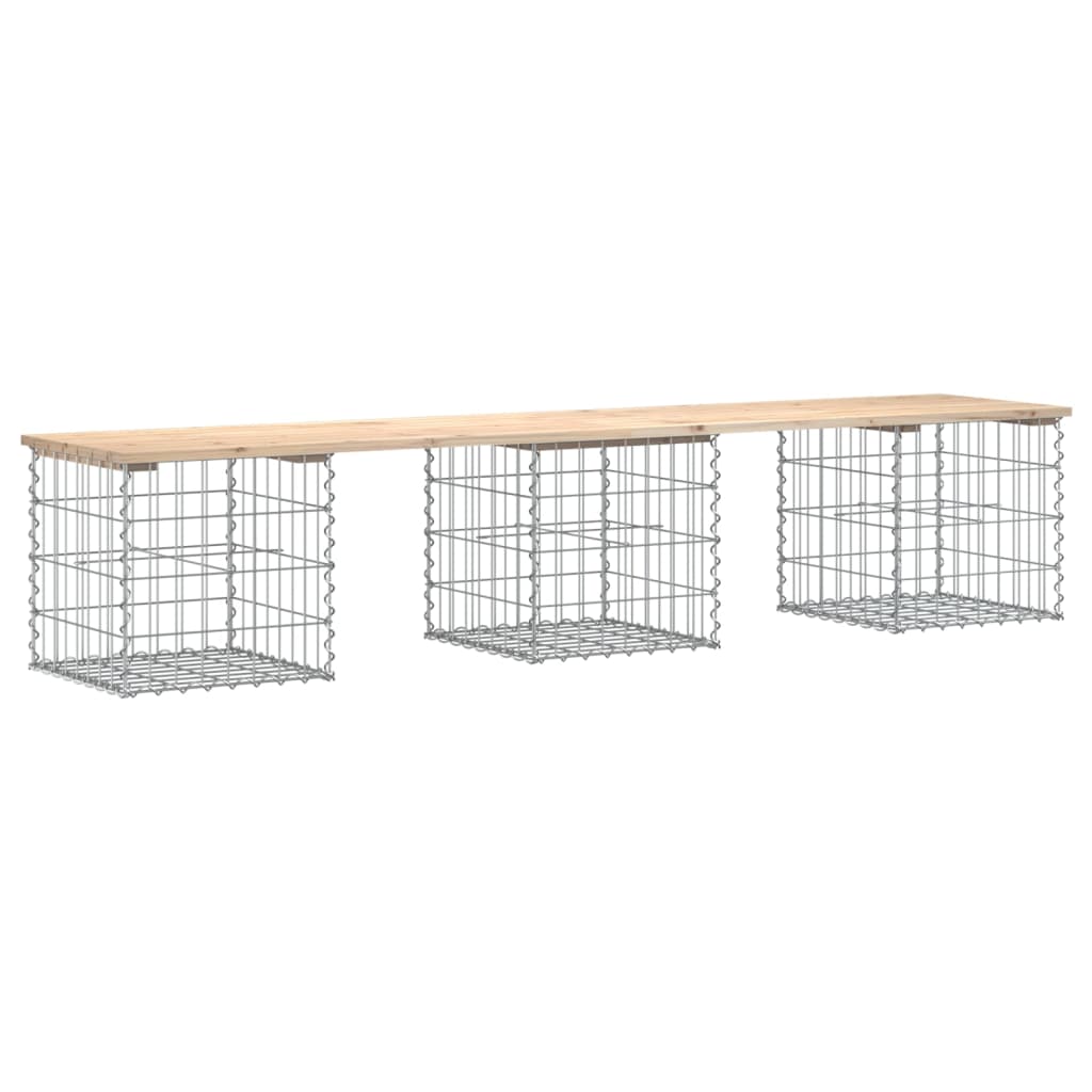 Garden bench made of gabions 203x44x42 cm solid pine wood