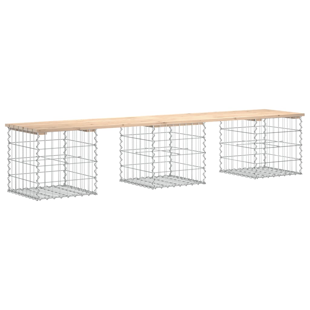 Garden bench made of gabions 203x44x42 cm solid pine wood