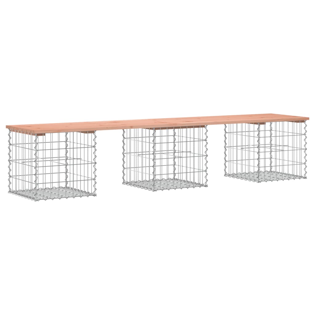 Garden bench made of gabions 203x44x42 cm solid Douglas fir wood
