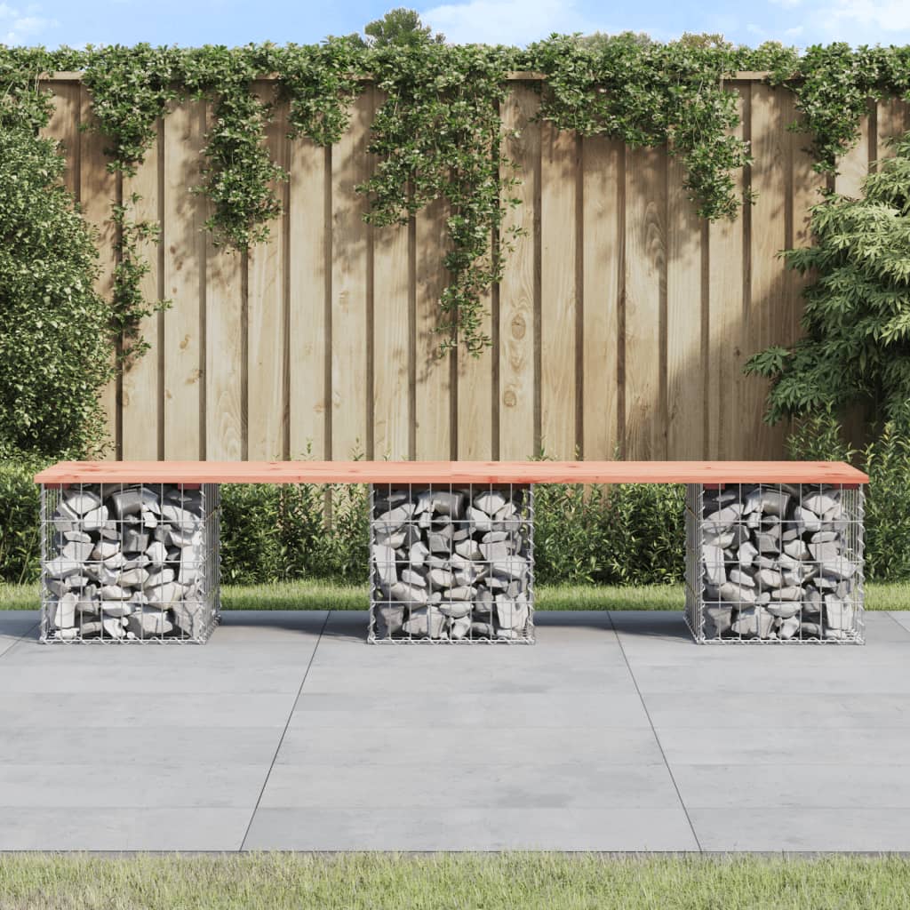Garden bench made of gabions 203x44x42 cm solid Douglas fir wood