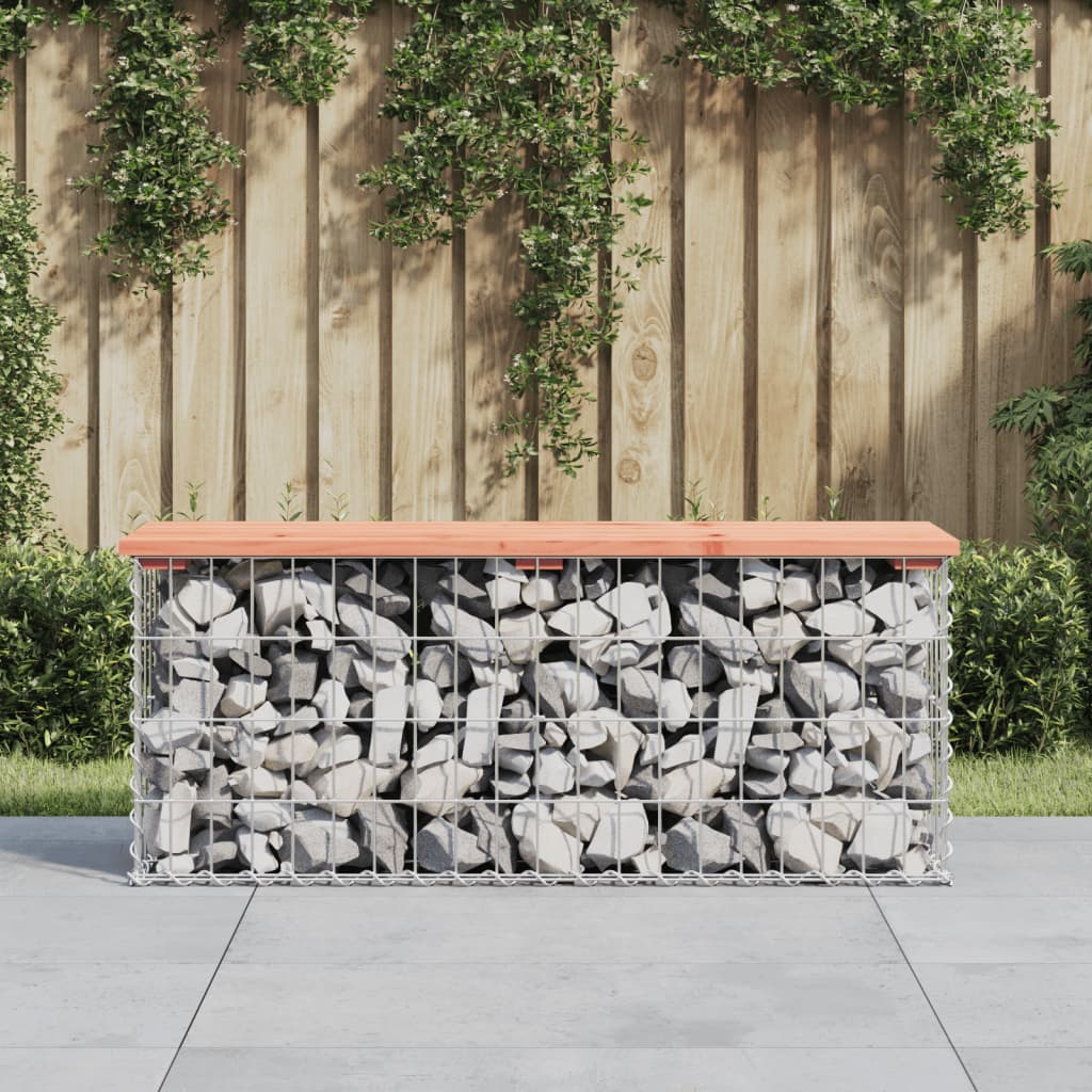 Garden bench made of gabions 103x31.5x42 cm solid Douglas fir wood