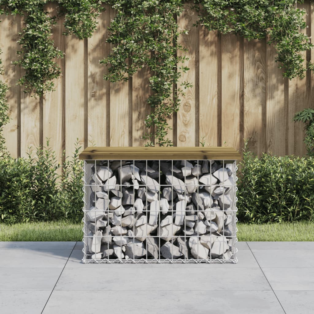 Garden bench made of gabions 63x44x42 cm pinewood impregnated