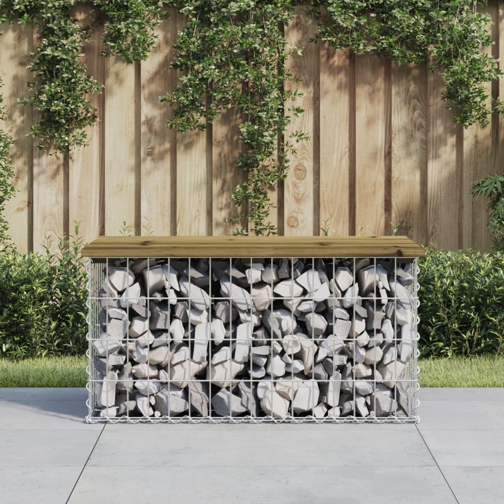 Garden bench made of gabions 83x44x42 cm pinewood impregnated