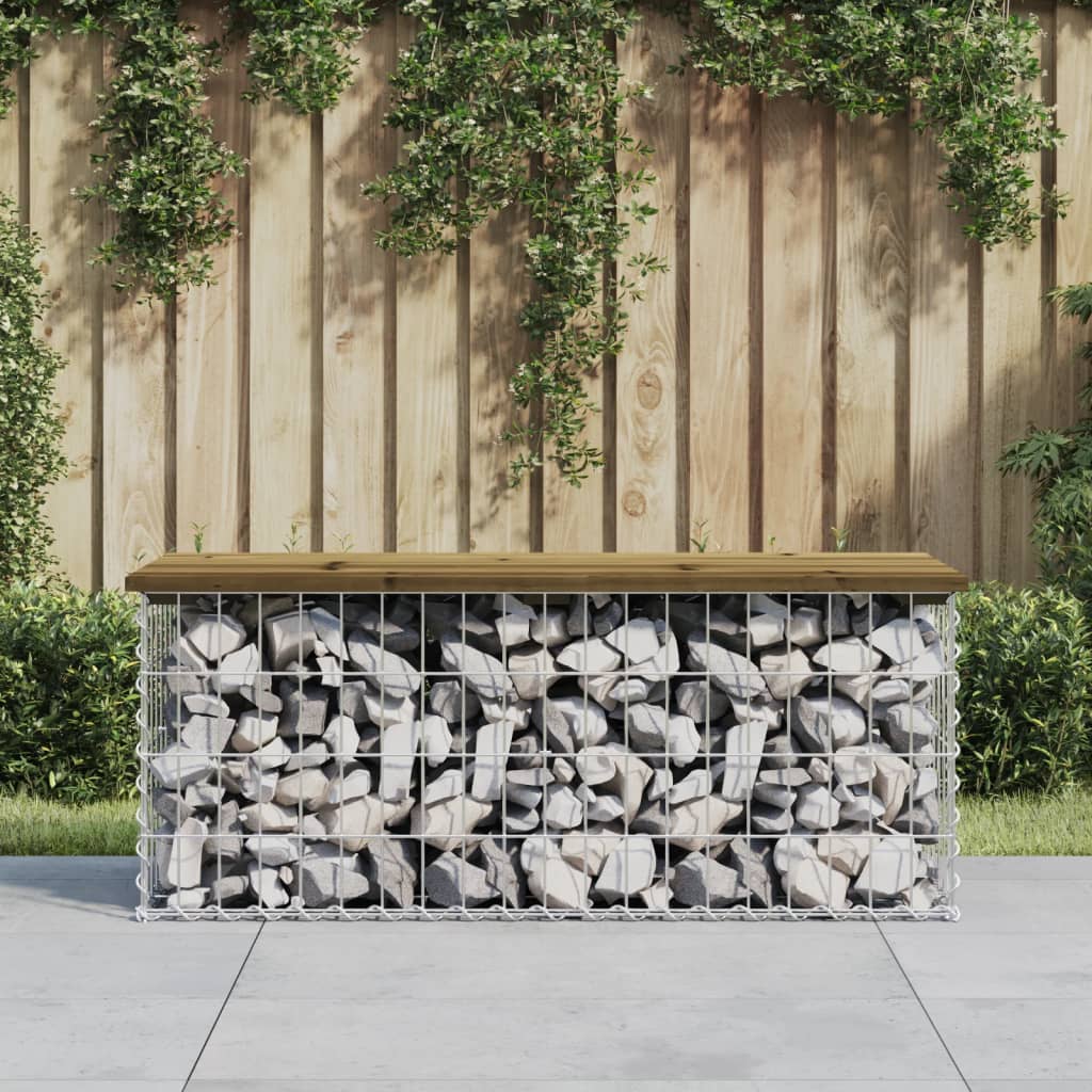 Garden bench made of gabions 103x44x42 cm pinewood impregnated