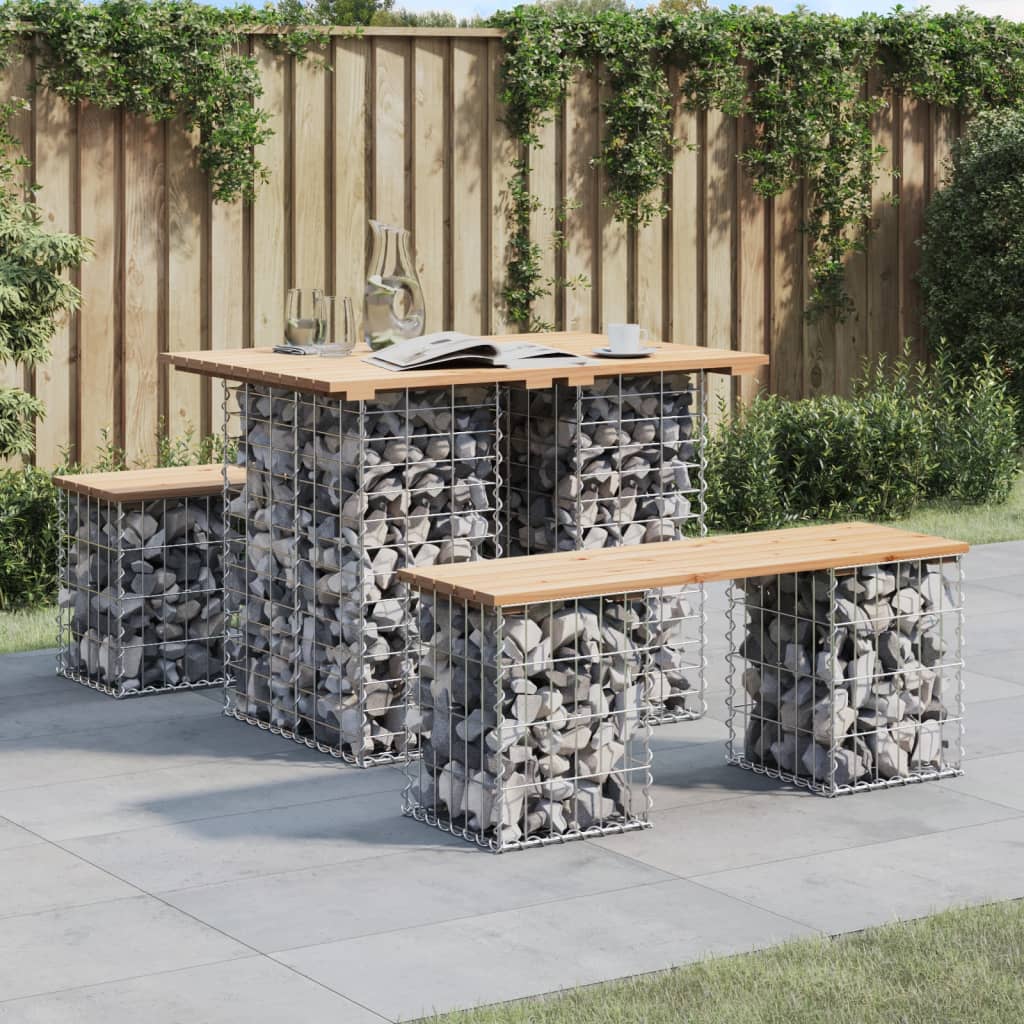 Garden bench made of gabions 100x70x72 cm solid pine wood