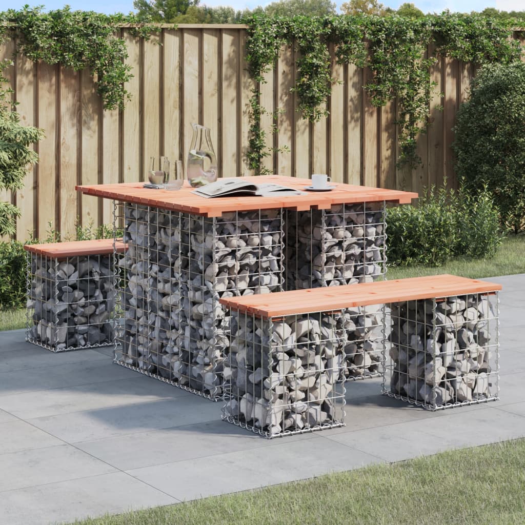 Garden bench made of gabions 100x102x72 cm solid Douglas fir wood
