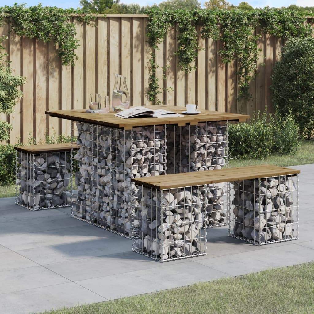 Garden bench made of gabions 100x102x72 cm pinewood impregnated