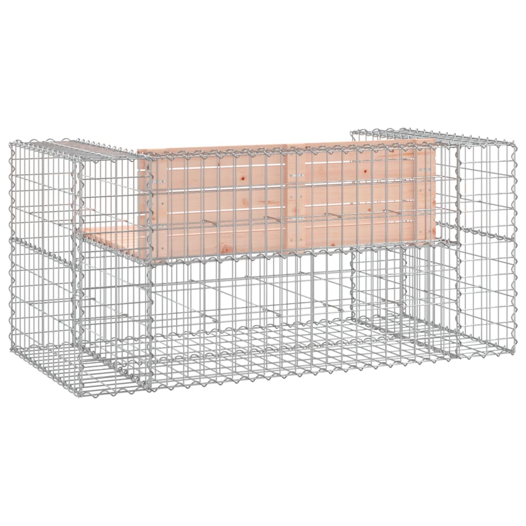 Garden bench made of gabions 143x71x65.5 cm solid Douglas fir wood