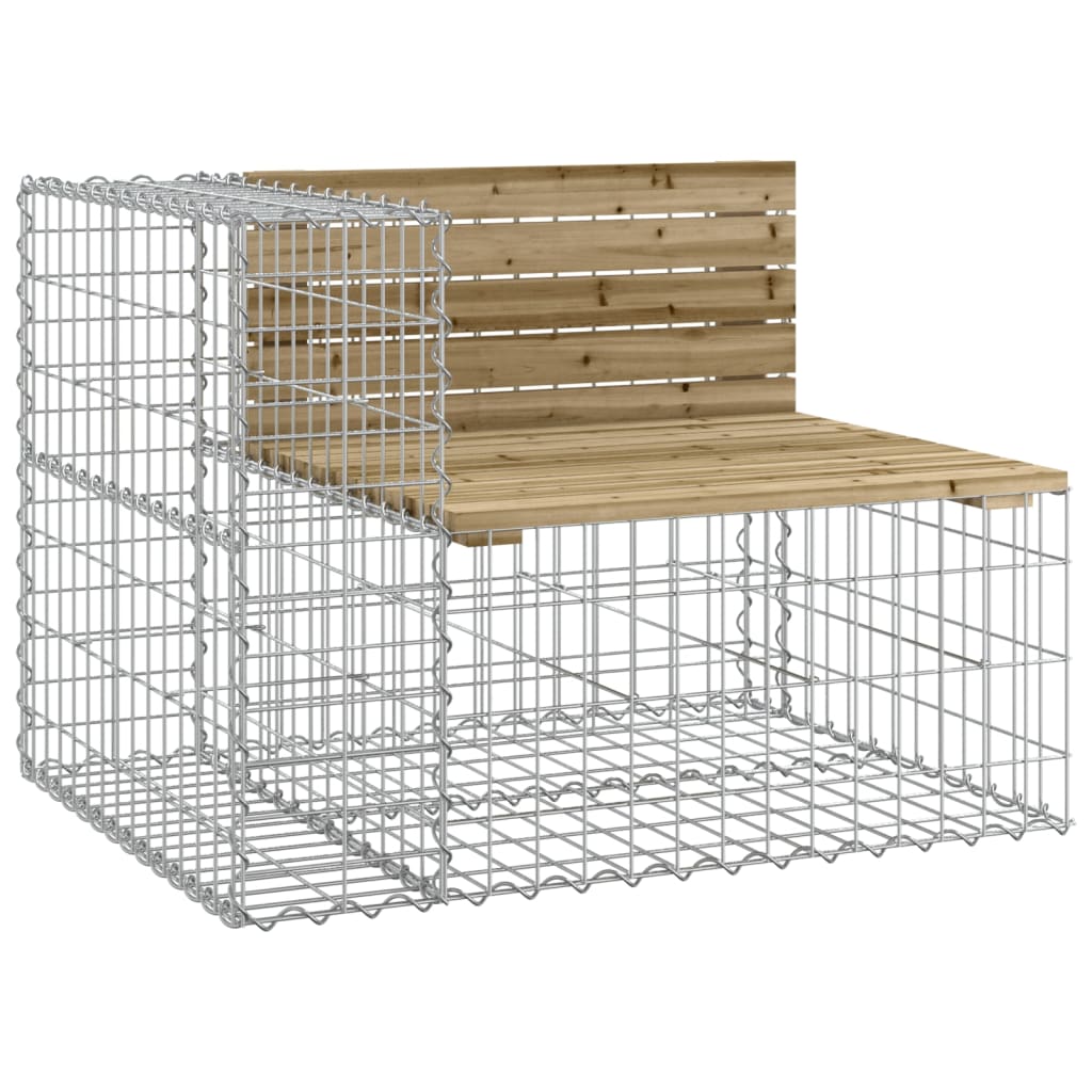 Garden bench made of gabions 92x71x65.5 cm pinewood impregnated