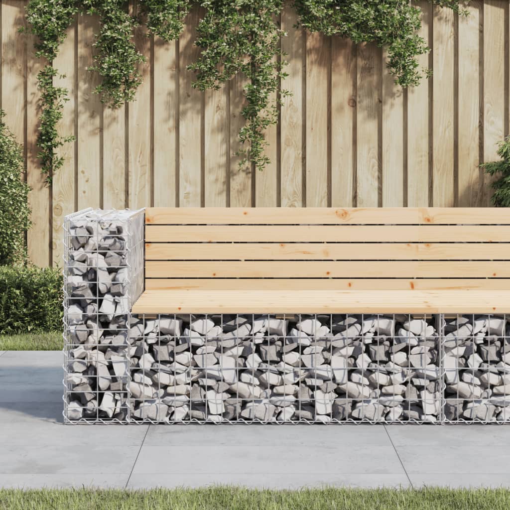 Garden bench made of gabions 122x71x65.5 cm solid pine wood
