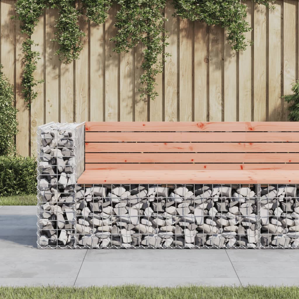 Garden bench made of gabions 122x71x65.5 cm solid wood Douglas fir