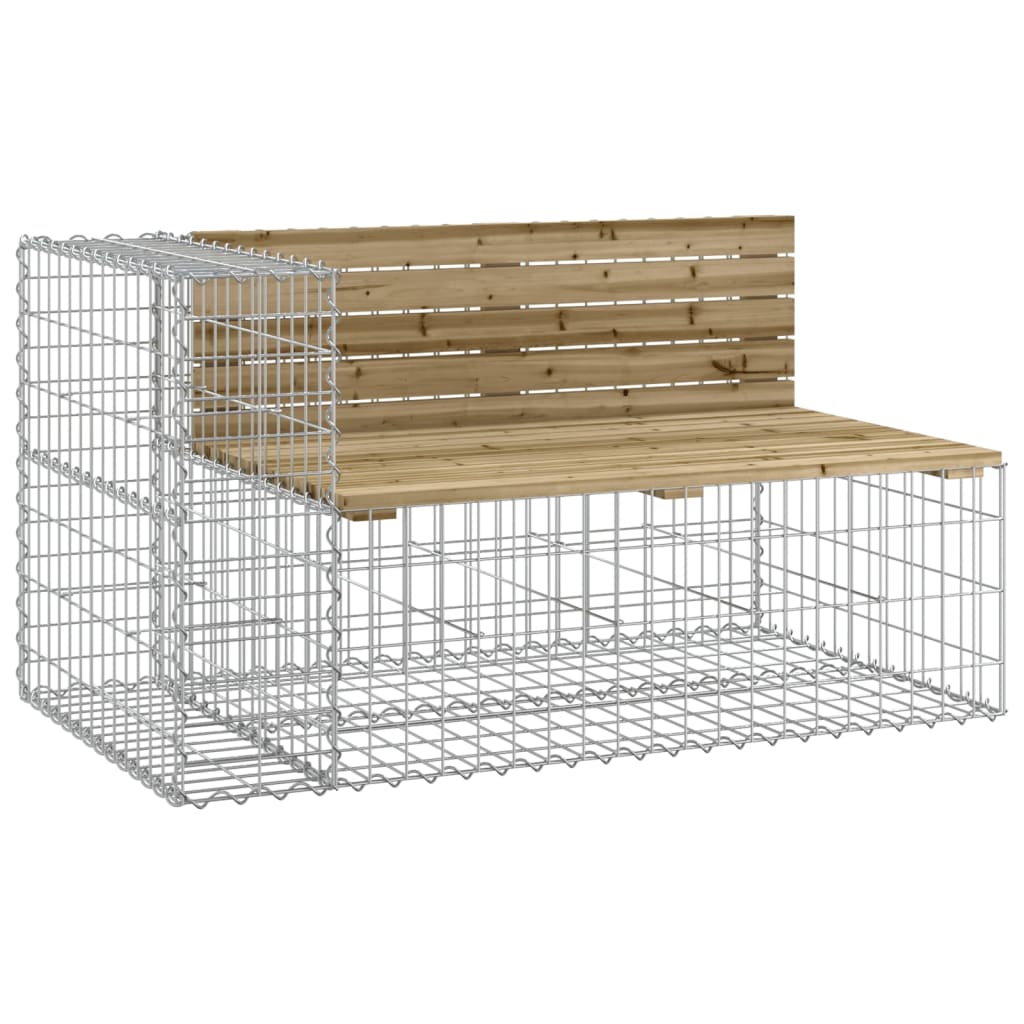 Garden bench made of gabions 122x71x65.5 cm pinewood impregnated