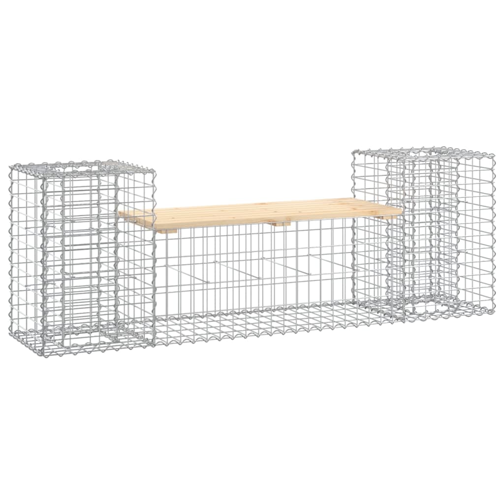 Garden bench made of gabions 183x41x60.5 cm solid pine wood