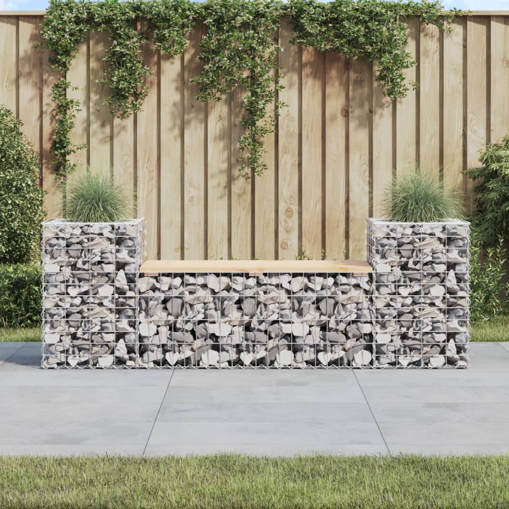 Garden bench made of gabions 183x41x60.5 cm solid pine wood