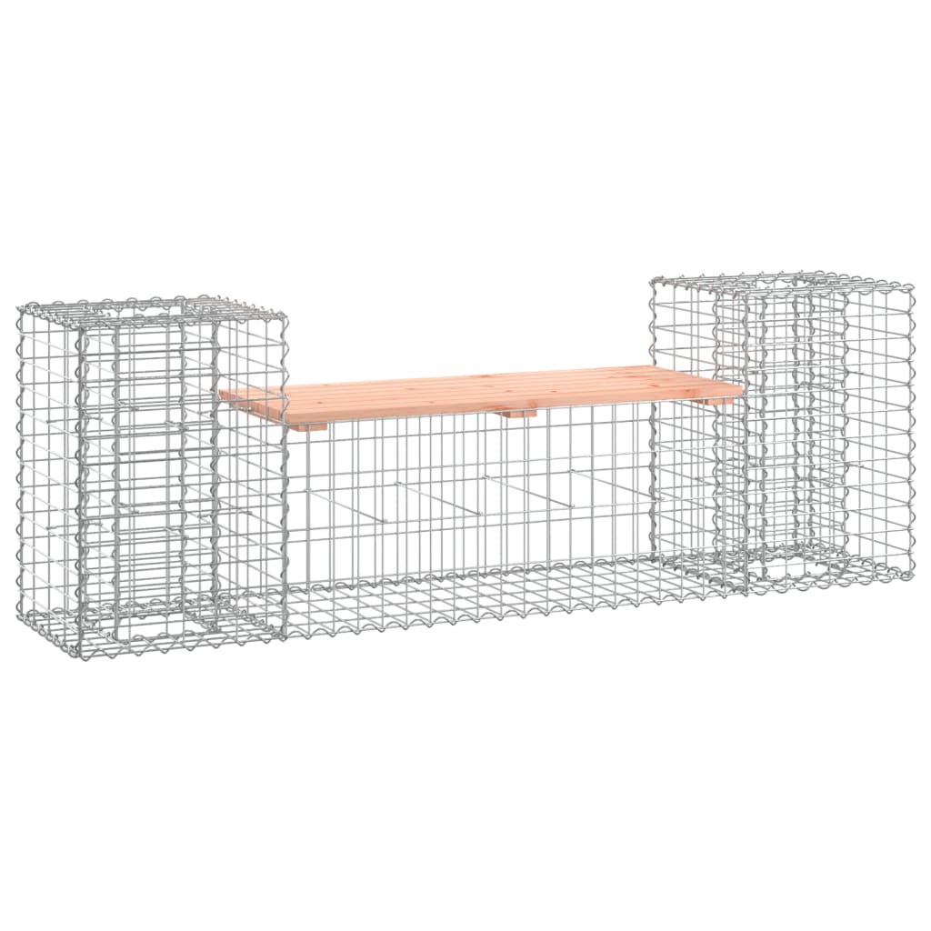 Garden bench made of gabions 183x41x60.5 cm solid wood Douglas fir