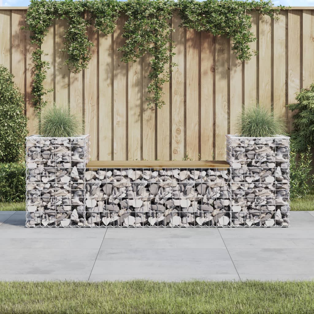 Garden bench made of gabions 183x41x60.5 cm pinewood impregnated