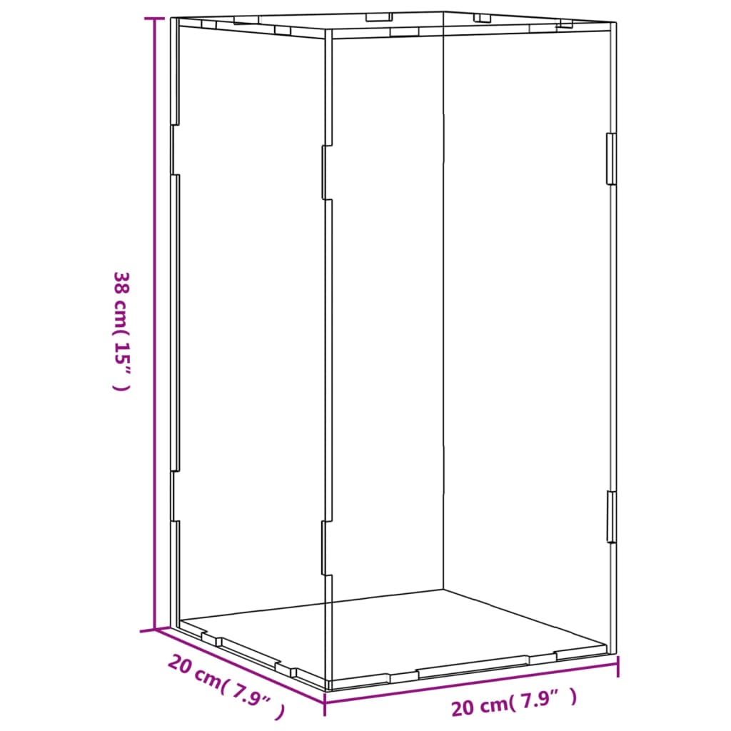 Display cabinet transparent 20x20x38 cm acrylic