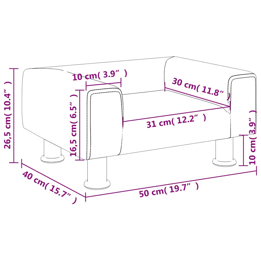 Kindersofa Dunkelgrau 50x40x26,5 cm Samt