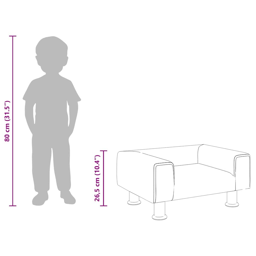 Kindersofa Dunkelgrau 50x40x26,5 cm Samt