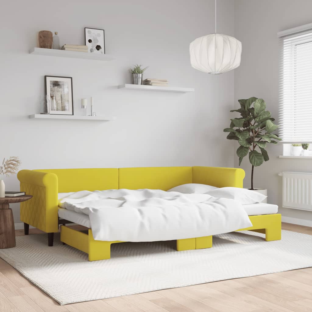 Tagesbett Ausziehbar Gelb 80x200 cm Samt