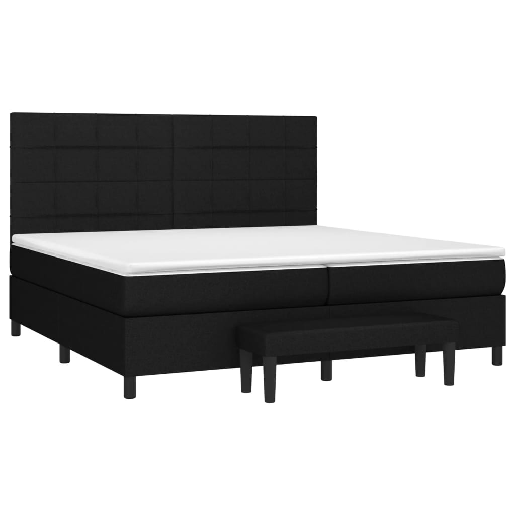 Box spring bed with mattress black 200x200 cm fabric