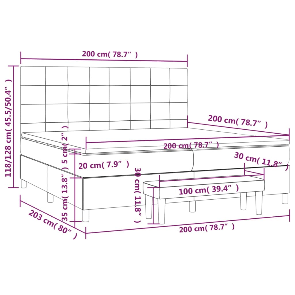 Box spring bed with mattress black 200x200 cm fabric