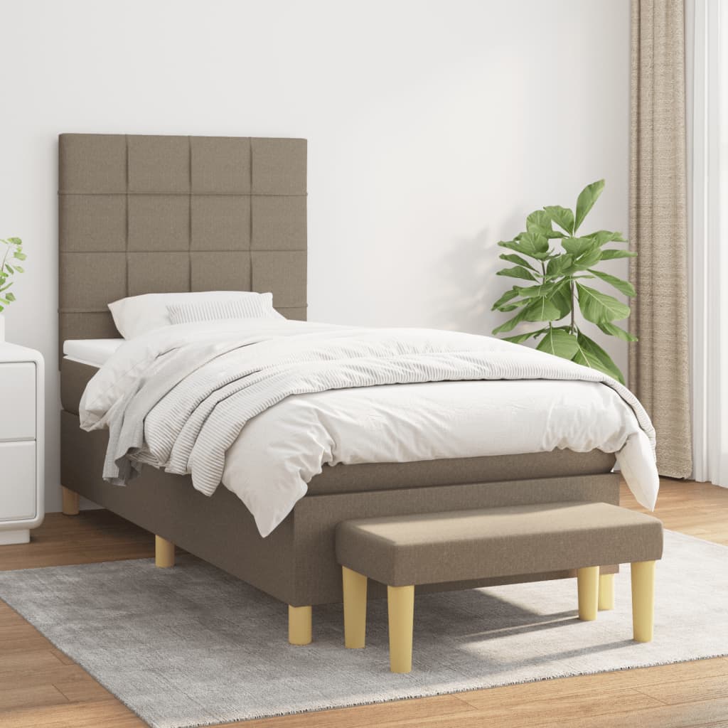 Boxspringbett mit Matratze Taupe 80x200 cm Stoff