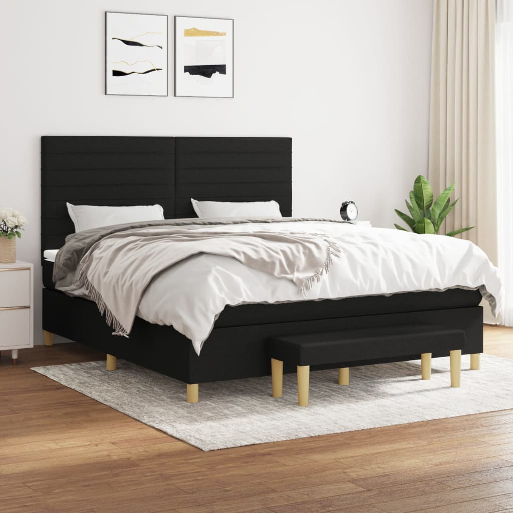 Box spring bed with mattress black 180x200 cm fabric