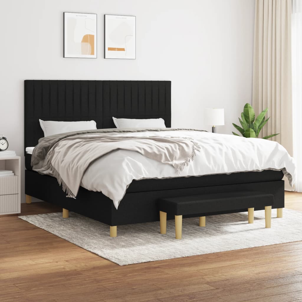 Box spring bed with mattress black 180x200 cm fabric