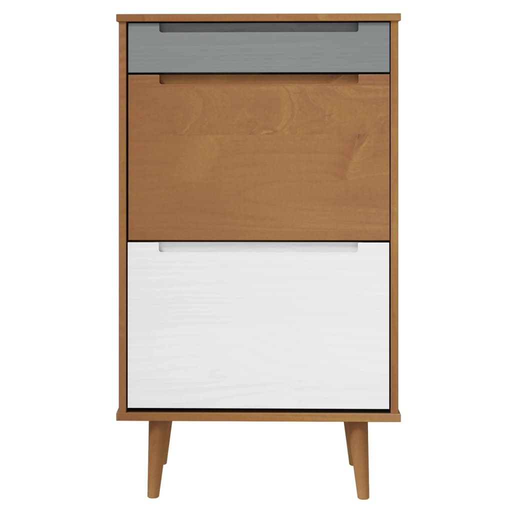 Shoe cabinet MOLDE Brown 59.5x35x103 cm solid pine wood