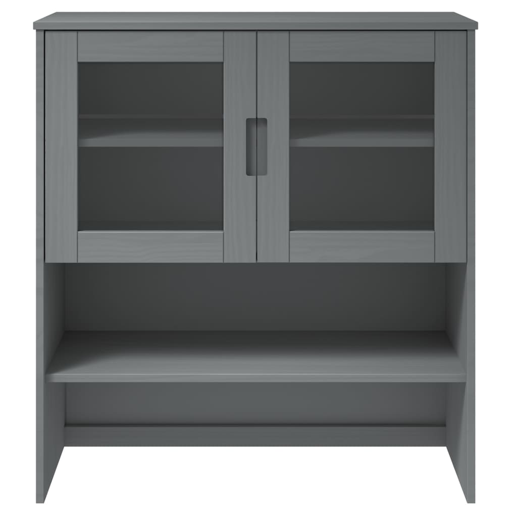 Highboard-Oberteil MOLDE Grau 90x35x100 cm Massivholz Kiefer