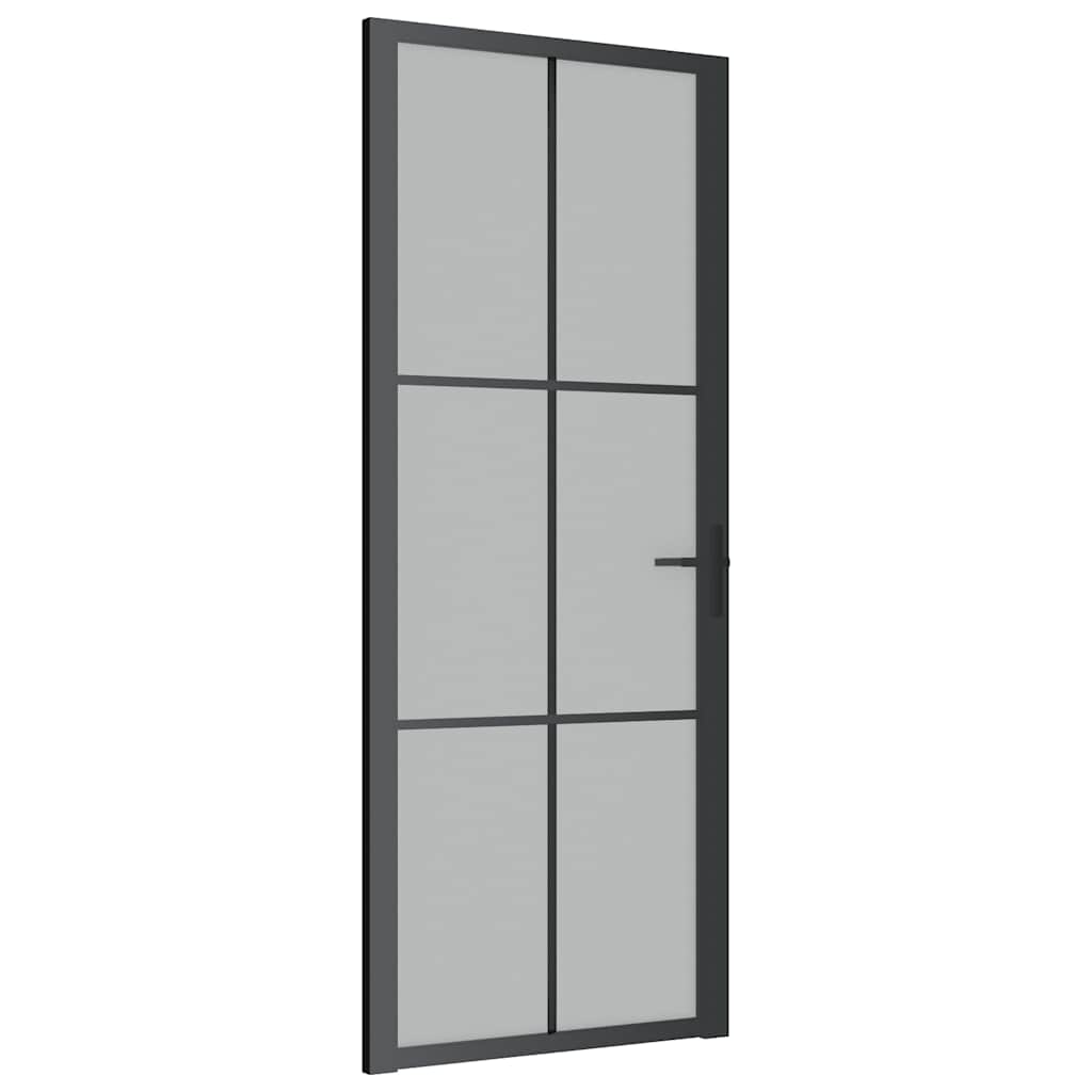 Innentür 83x201,5 cm Schwarz Mattglas und Aluminium