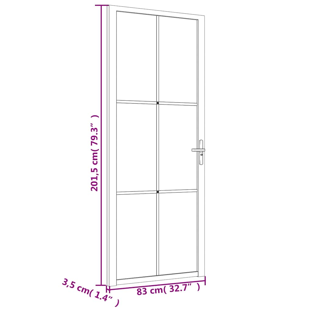 Innentür 83x201,5 cm Schwarz Mattglas und Aluminium