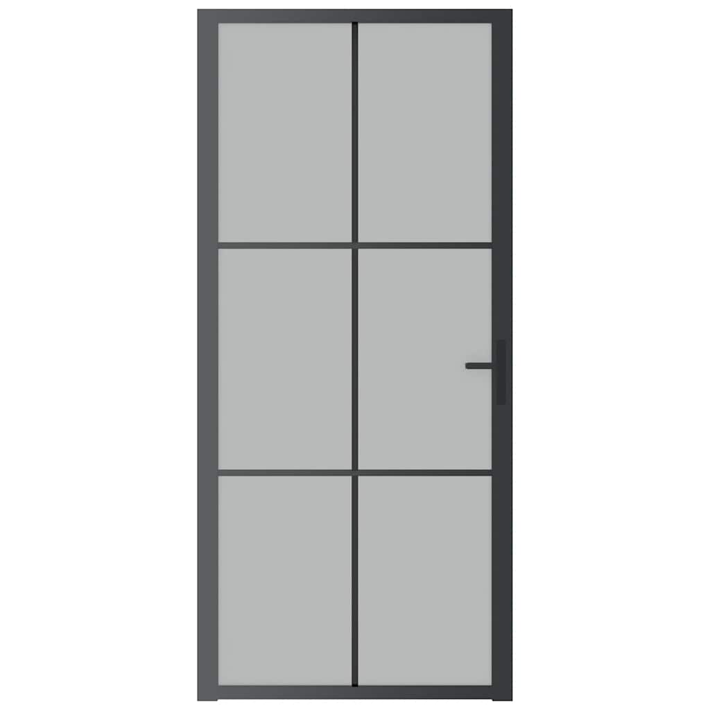 Innentür 93x201,5 cm Schwarz Mattglas und Aluminium
